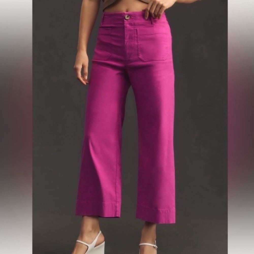 Anthropologie Maeve The Collette Cropped pants, hot pink size 28